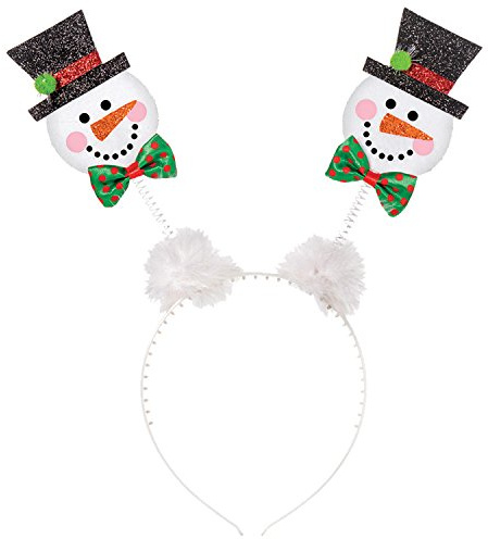 Amscan 397672-55 - Haarreif Schneemann, bewegliche Schneemann-Antennen, Pompons, Weihnachten, Advent, Winter, Heilig Abend, Fasching, Karneval, Mottoparty