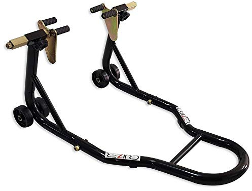 Cruizer - Caballete delantero para moto Cagiva Ducati KTM de color negro con enganches de pinza, ruedas inferiores y barras laterales de refuerzo ajustables
