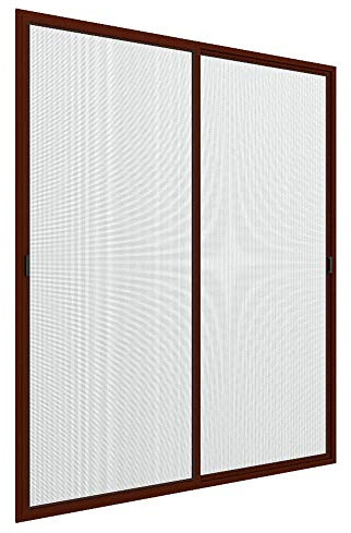 Zanzanet Zanzariera laterale orizzontale doppia spessore 17mm su misura scorrevole 2 pannelli rigidi per finestra giardino balcone personalizzabile 13 colori 2 reti Made in Italy Marrone