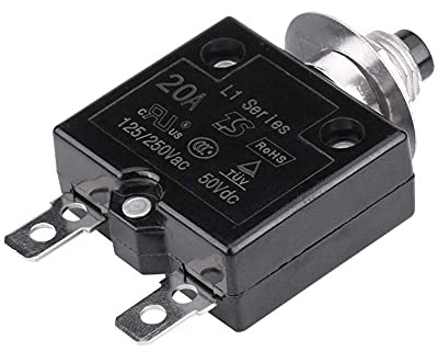 EVGATSAUTO Interruttore automatico, interruttore termico a ripristino manuale Interruttore di protezione sovraccarico di corrente 5A/8A/10A/15A/18A/20A/30A (opzionale)(20 A)