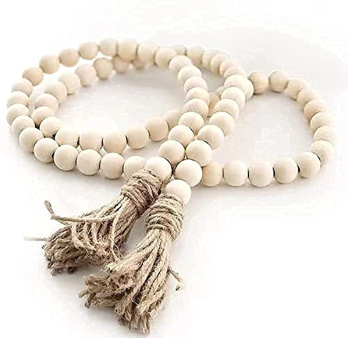 GRBAMBI Cuentas de madera de 147,32 cm – Cuentas de madera natural para oración, decorativas para colgar en la pared, jarrón y decoración de puerta