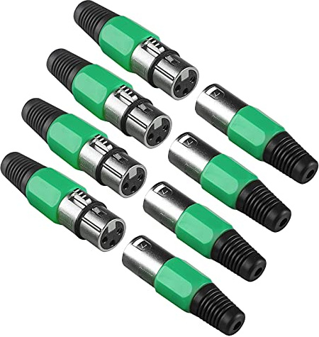 4 Packs 3 Pin XLR Connector Cannon Dmx Cable Connectors Female Male Adapter, Panel Mount Connector Microphone Cable Connector, Cannon Plug for Stage Light DMX Signal Wire