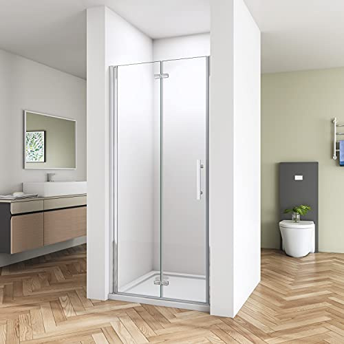 Huiyang 900mm Frameless Pivot/Bifold Shower Enclosure Door Walk in 6mm Glass Screen Panel
