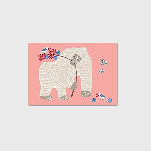 SRTJURFG Kinderteppich große Baby-Spieldecke modernen Design Baby Krabbeldecke Cartoon niedlicher Gorilla rosa grau 80 x 120 cm
