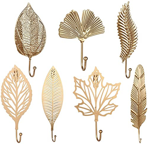 CENPEK kreativer blattförmiger Haken 7-teilige Wandkunst blattförmiger Retro-Gusseisen-Aufhänger hängender Schlüsselhut Schmuck Innen- und Außendekoration