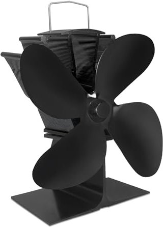 VA-Cerulean Ventilatore da camino a 4 foglie, per bruciatori, funzionamento silenzioso, colore nero, ventilatore senza corrente, ventilatore per stufa a legna, stufe e stufe