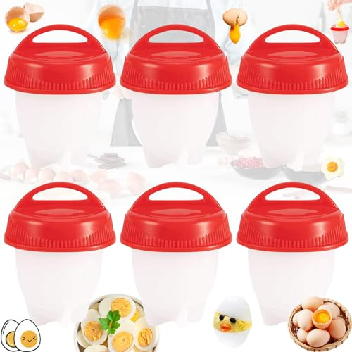 dcas 6 Pièces Cuiseur d'Oeufs Coquetier, Cuiseur À Œufs Rapide En Silicone, Chaudière à Oeufs Ensemble, Chaudière à Oeufs, Réutilisables Cuiseur D'Oeufs En Silicone(3,5 X1,96 Pouce)