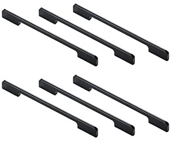 6 STÜCK Schrankgriffe modern Aluminiumlegierung Schubladengriffe 224mm / 256mm Lochabstand Griff für Möbelbeschläge Türgriffe Türklinken für Küche Schrank Garderobe (Schwarz)