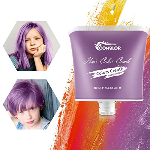 Temporäre Haarfarbe, Comblor Haarkreide für Mädchen, Haarkreide Kinder Auswaschbar Ungiftig für Dunkles Haare, Lila Haarfarbe Haarfärbemittel, Haar Colorationen Geschenk für Geburtstag,Kindertag