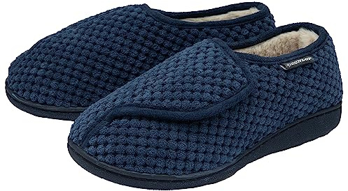 Dunlop Ladies Rip Tape Fastening Slippers - Navy - UK 4