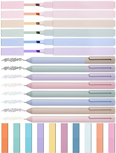 NiArt 14 Textmarker Pastell Set, Morandi Farben, Kein Durchbluten Bibelmarker & Gelstifte, Aesthetic Bible Marker mit Haftnotizen und Aufbewahrungsbox, Perfekt für Journal, Bibel, Schulbedarf