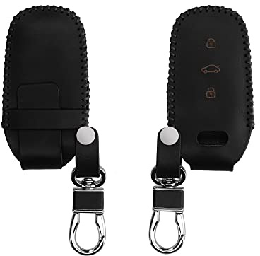 kwmobile Leder Autoschlüssel Hülle kompatibel mit Audi 3-Tasten Autoschlüssel Keyless Schlüsselhülle - Schlüssel Tasche Schwarz