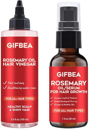 Rosemary Oil for Hair Growth Serum,W/Hair Vinegar Rinse Scalp Treatment Balances Hair & Scalp's pH Level,Scalp Moisturizer for Dry Itchy Hair,Reduce Hair Loss,Encourage Hair Growth Thickening