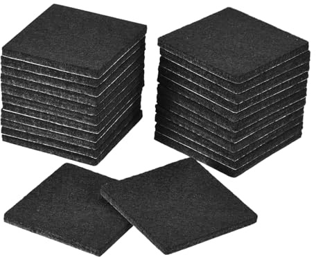 uxcell Furniture Pads, 24Pcs 2.4'' - Square Self Adhesive Felt Furniture Pads, Floor Protectors for Furniture Feet Chairs Legs Hardwood Floors (Black)