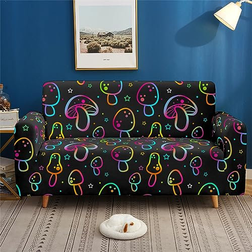 Sofa überzug Bunte Pilze Sofabezug Elastischer Couch überzug Waschbar Sofa Cover Universal Sofabezug l Form Sofaüberwurf Sofaschoner Für Hunde Haustiere Sofahusse 4 Sitzer