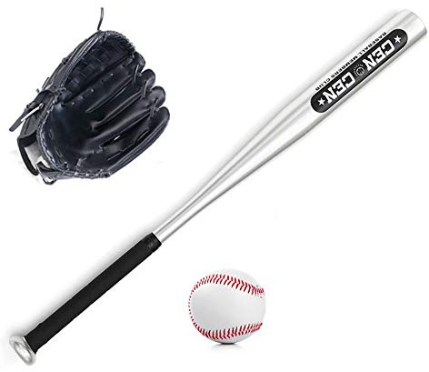 Baseball Set - 25in Aluminum Alloy Bat, 10.5in PVC Glove, Ball - Kit for Youth