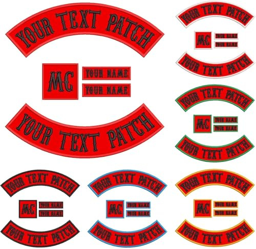 DIYEMB 5er-Set personalisierte bestickte Wimpel-Patches für Westen oder Jacken von Veteranen (rot)