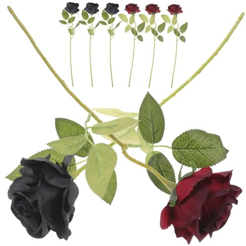 LIFKOME Künstliche Schwarze Rosen Langlebige 8 Stück aus Seide und Kunststoff Blumendekoration Romantisches Design für Zuhause und Party für Tanzpartys und Outdoor Aktivitäten
