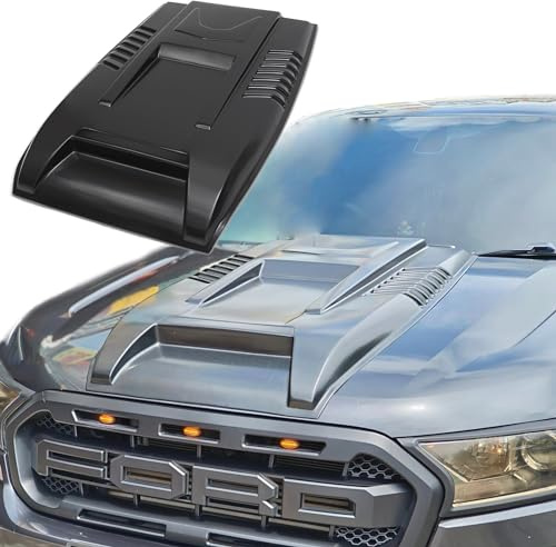 JHCHAN Groß Motorhaubenschaufel für Ford Ranger Wildtrak 2016–2022 T7 T8 Limited XL XLT Stormtrak Wolftrak Thunder Motorhauben Zubehör, Hochwertiges Kratzfest ABS, UV-beständig, Mattschwarz