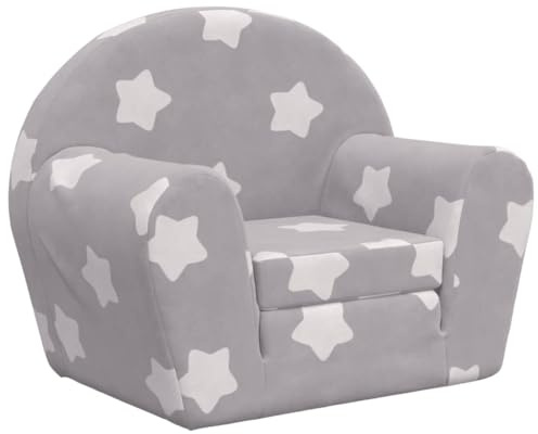vidaXL Sofá Cama de niños Felpa Suave Gris Claro con Estrellas