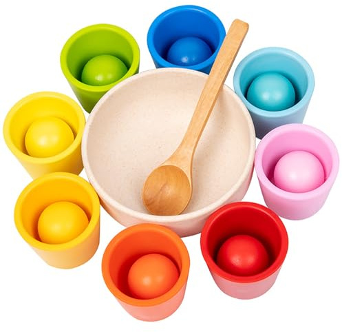 CXAFQ Montessori Spielzeug, für Vorschule für Farbsortierung und Zählen, Farbsortierspiel aus Holz, Stapelspiel zum Farbsortieren, Geschenk für 1+ Jahre, Pädagogisches Spielzeug Geschenk.