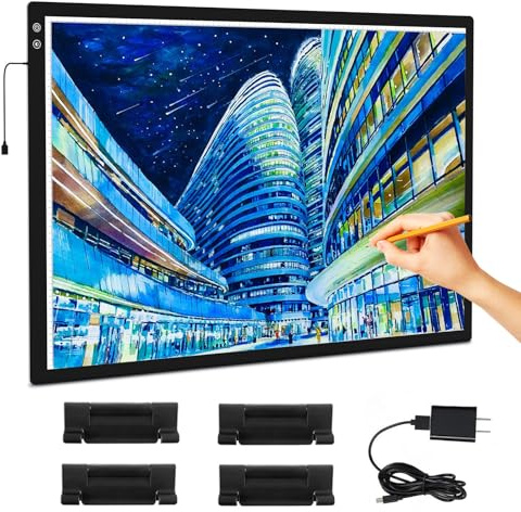 Wiederaufladbare A1-Lichtbox, ultradünn, groß, Diamant-Malerei, Leuchtbrett, 3 Farben, 6 Stufen einstellbare Helligkeit, Tracing-Lichtpad, kabelloser Leuchttisch zum Jäten von Vinyl-Zeichnungen