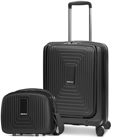 REDOLZ Set di valigie rigide 2 pezzi | Trolley S 40 x 23 x 55 cm con scomparto laptop e espansione – 3,2 kg + Beauty Case 34 x 17 x 27 cm – 1,1 kg | per donna e uomo (Essentials 14)