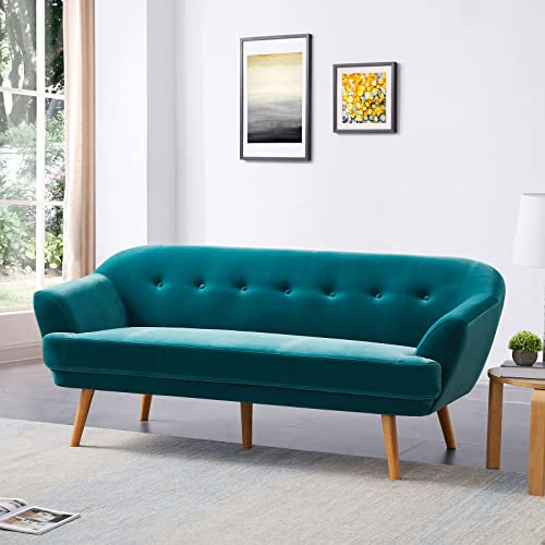 Modernes Zweisitzer-Sofa aus Samt mit weichem Kissen, Holzrahmen und getuftetem Design, Grün, ideal für Wohnzimmer, Schlafzimmer, Büro, 185 x 86 x 77 cm