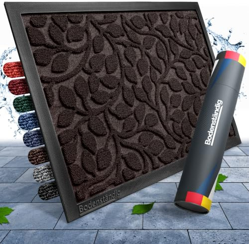 Bodenständig® Fußmatte außen - rutschfest & saugstark - Fußabtreter Braun | Rillensystem 2.0 - Fussmatte aussen 40x60cm - perfekte Größe - Ideal für innen und überdachte Außenbereiche - Blattmotiv
