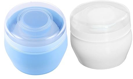 ANDRESLAD 2stücke Pulverbehälter Mit Quaste Leer Für Zuhause Und Unterwegs Talkumpuderbox Für Junge Mütter Geschenkidea Puderquastenbox Mit Flauschiger Quaste Reiseset Körperpudercontainer m