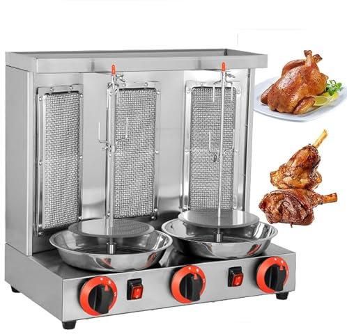 vanenferse Rôtissoire Verticale en Acier Inoxydable, Machine À Griller Doner Kebab Gyro avec Plaque De Collecte D'huile, Gril Vertical Commercial Automatique, Équipement De Gril Kebab sans Fumée
