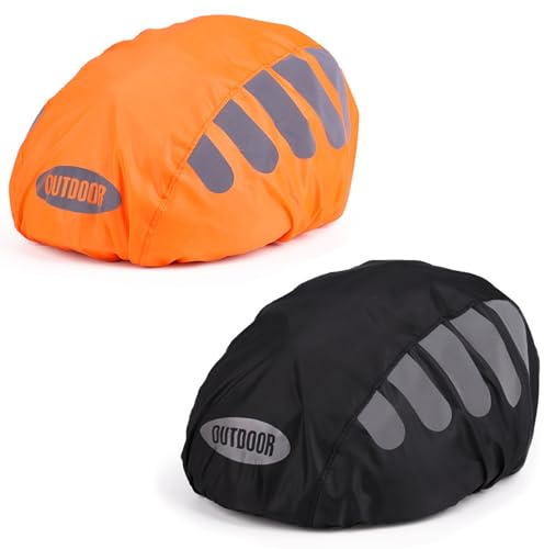 Techchii 2 Stück Regenschutz Fahrradhelm, Reflektoren Fahrradhelm Regenschutz Universal Helm Regenschutz Fahrrad Wasserfester Helm üBerzug für Radfahren Camping Reisen