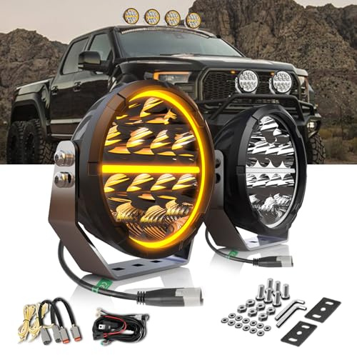 CO LIGHT 2PC 6,5 Zoll Runde LED Offroad Scheinwerfer mit DRL, 140W 20000LM, E Geprüft Zusatzscheinwerfer 12/24v, IP68 Wasserdicht Aluminiumgehäuse für SUV Pickup ATV Plug & Play mit Drahtbaum