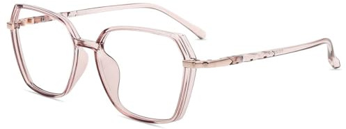 Firmoo Blaulichtfilter Brille ohne Sehstärke für Damen Herren Großer Quadratische Computerbrille Blaulicht UV Schutzbrille Entspiegelte Nerdbrille