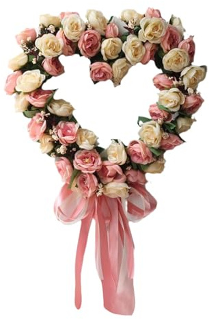 Valentine Door Wreath,Heart-Shaped Valentine Garland | Heart Shaped Valentine's Day Wreath, Wall Door Hangable Decor for Valentine's Day, Wedding