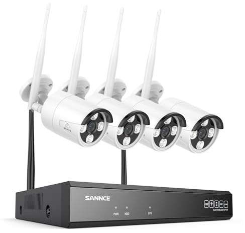 SANNCE 16CH Wireless CCTV Security Camera System, 4x 4K Outdoor Home Wifi Surveillance Cameras with 8MP wireless IPC access NVR Recorder 16 Channels, NO HDD