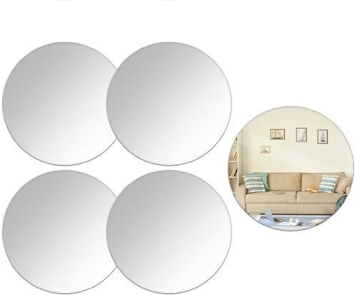 ZMDMAH 5pcs runden Spiegelfolie Selbstklebend, 30 x 30 cm Piegelfliesen, Selbstklebend Spiegel Zum Kleben, spiegelfolie Wandspiegel Kleben Klebespiegel für Schrank Spiegel Zum Aufkleben Wand