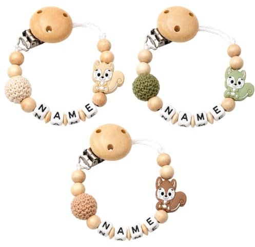 Glücksperle personalisiertes Geschenk für Neugeborene Mädchen und Jungen Motiv Kaninchen Natur Holz/Beige/Grün/Braun