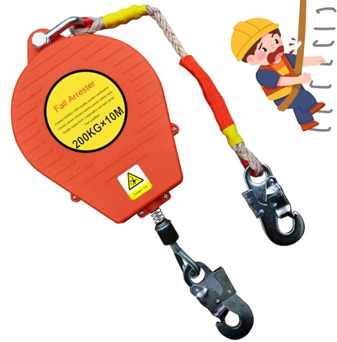 YAOYAOO Höhensicherungsgerät Automatische Sperrfunktion 10 m | Dachdecker Absturzsicherung, Einziehbares Fallschutzseil für Outdoor, Max 200 kg Belastung