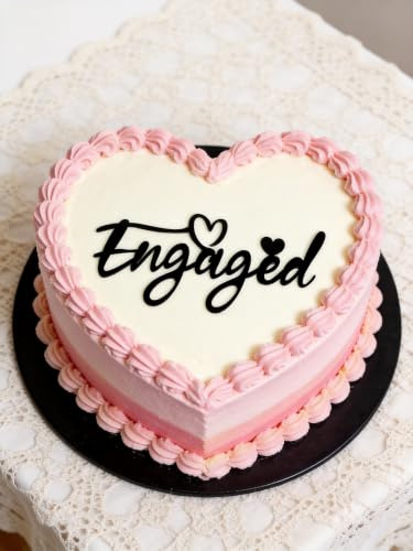 C419 Black Acrylic Engaged Cake Topper,Engagement Theme Cake Toppers, Wedding Anniversary Bridal Shower Bachelorette Party Cake Sign for Engagement Parties, Bridal Showers & Anniversaries