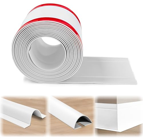 MeYuxg Plinthe souple autocollante - 6 m - Blanc - Multifonctions - Plinthe flexible - Largeur 5,5 cm - Pour cuisine, salon, chambre
