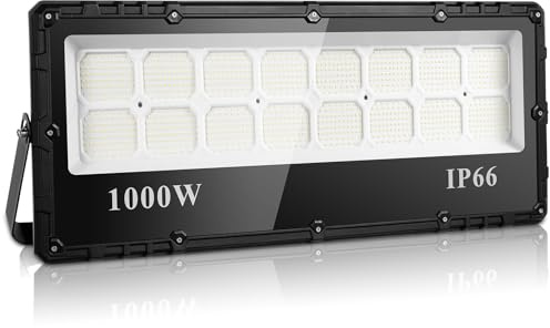 Worshow LED Strahler Außen 1000W 100000LM, 1152 LEDs Scheinwerfer Außenstrahler 6500K Kaltweißer, IP66 Wasserdichte LED Außen-Sicherheitsleuchten für Gärten Garagen Stadien Innenhöfe Straßen