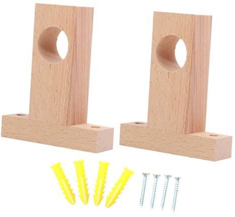 Hemobllo 2 Pezzi Supporti in Legno per Bastoni Tende Staffe Resistenti e Stabili per Aste Doccia e Tende da Casa Accessori per Montaggio Semplice per Decorazioni Abitative