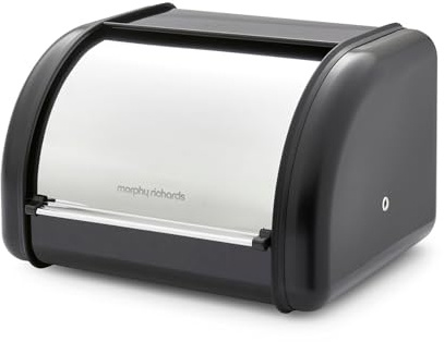 Morphy Richards Equip Compact Bread Bin, 8L, Carbon & Stainless Steel Design Durable and Fresher Bread, Easy Access Lid, Noise Dampening Technology, Non Slip Water Resistant Base, Black, 832501