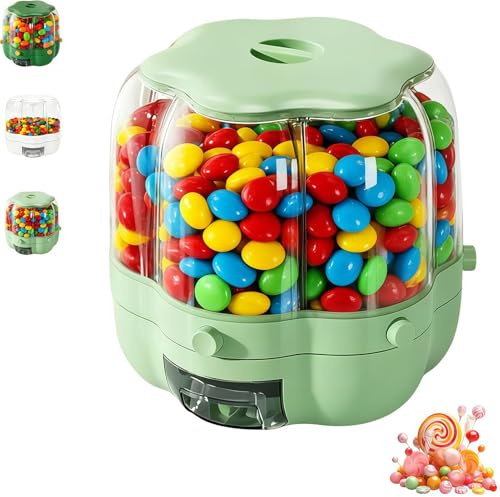 SAYEYBU Distributeur Bonbons Rotatif 360° avec 6 Compartiments, Distributeur Bonbons Rotatif Comptoir, RéCipient Rangement Multifonction, Grand RéCipient Grande Capacité pour Bonbons, Riz,B Green,M