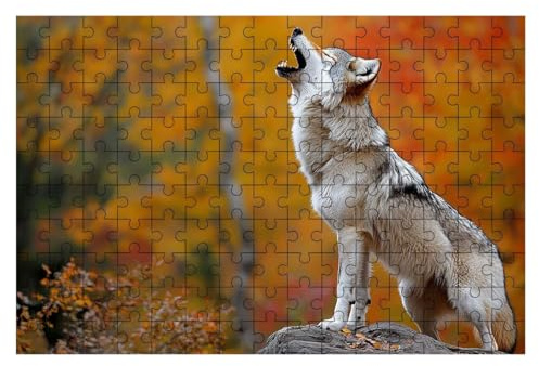 Puzzle 1500 Teile Wolf, Herbst Puzzle 1500 Teile Erwachsene, Puzzel für Die Ganze Familie, Klassische Puzzles Geschicklichkeitsspiel, Holzpuzzle für Geschenke für Frauen, Männer, Deko Wohnzimmer -2007