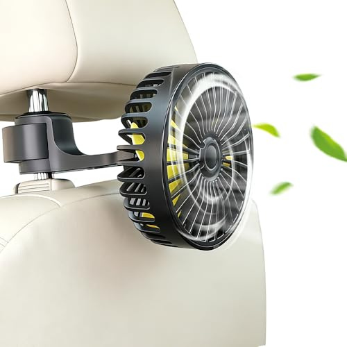 Mineup Ventilateur De Voiture, Mini Ventilateur USB De Voiture Avec Rotation À 360°, Ventilateu USB Pour Voitur Avec 3 Modes De Vent Fort Pour Le Passager Arrière Pour Voitur, SUV, RV, Camion