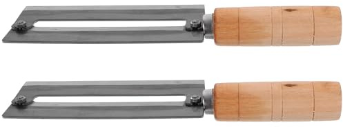 SHOWERORO Cortador de Caña de Azúcar de Acero al Carbono Mango de Madera, Pelador de Piña y Frutas 2 Piezas para Cocina Hogar, Herramienta Práctica para Pelar Verduras y Frutas Fácilmente