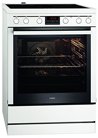 AEG 47056IU-WN - Forno elettrico autoportante, 60 cm, con piano cottura in vetroceramica, 72 l, con teglia XL, piano cottura a induzione con 4 zone di cottura, display timer, classe A, bianco e nero