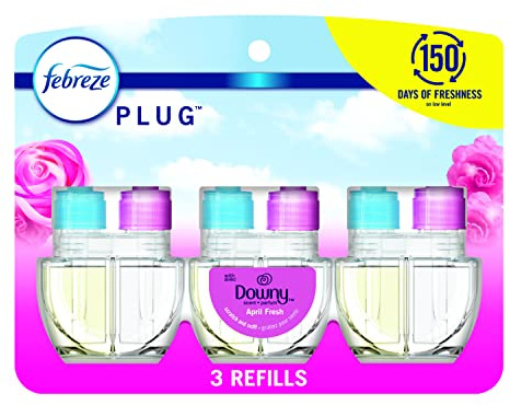 Febreze Plug-In Air Freshener, Odor-Fighting Scented Oil Refill, Air Fresheners for Home, Bathroom and Kitchen, Long Lasting, Downy April Fresh Scent, Cranberry, 0.87oz Refills, 3 Count